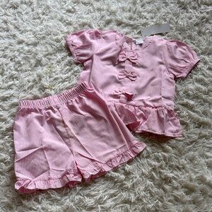 Pink Striped Outfit Set